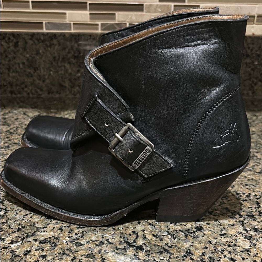 John Fluevog black chunky heel booties